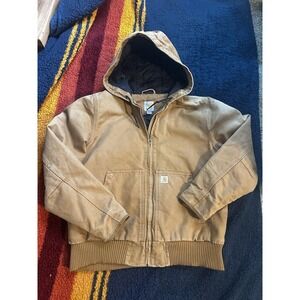 Women's Carhartt WJ130 104035 BRN Brown Washed Duck Cotton Active Jacket L 12/14